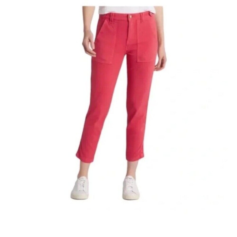 Revolve Pistola Erin High Rise Utility Crop Straight Leg Pant Hibiscus Size 33